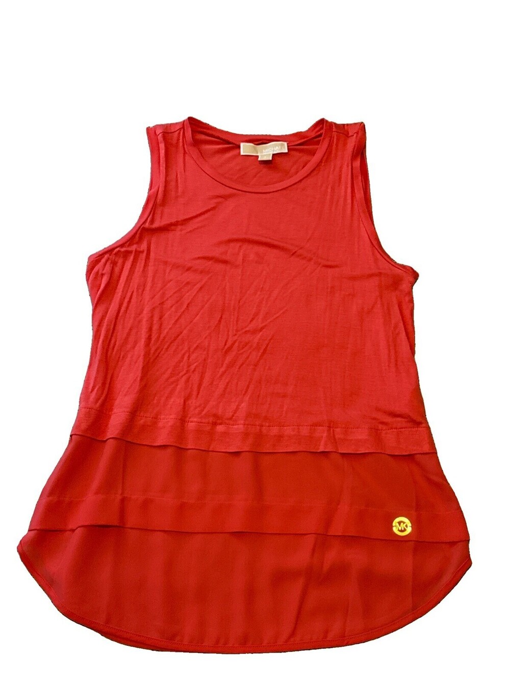 Michael Kors Sleeveless Coral Tiered Mixed Media Tank Top Size S EUC